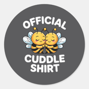 Sticker Rond Chemise Câlin Mignon Abeilles Drôle Couple Cosy