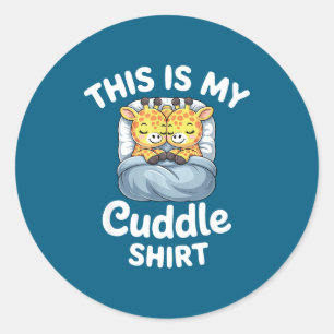 Sticker Rond Chemise Câline Girafes Mignons Drôle Confortable