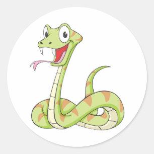 Sticker Rond Chemise caricature de serpent Viper Vert