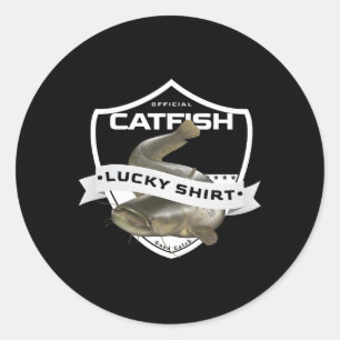 Sticker Rond Chemise Chanceuse De Poisson-chat Accessoires Drôl