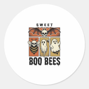 Sticker Rond Chemise d'abeille fantôme de gravure vintage de je