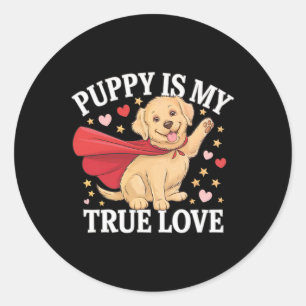 Sticker Rond Chemise d'amour de chiot de la Saint-Valentin pour