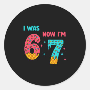 Sticker Rond Chemise d'anniversaire de 7 ans J'étais 6 maintena