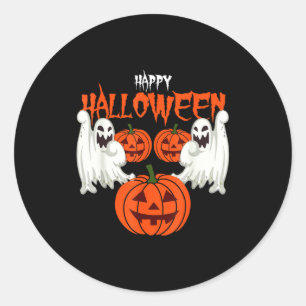 Sticker Rond Chemise d'automne avec fantômes de visage de citro