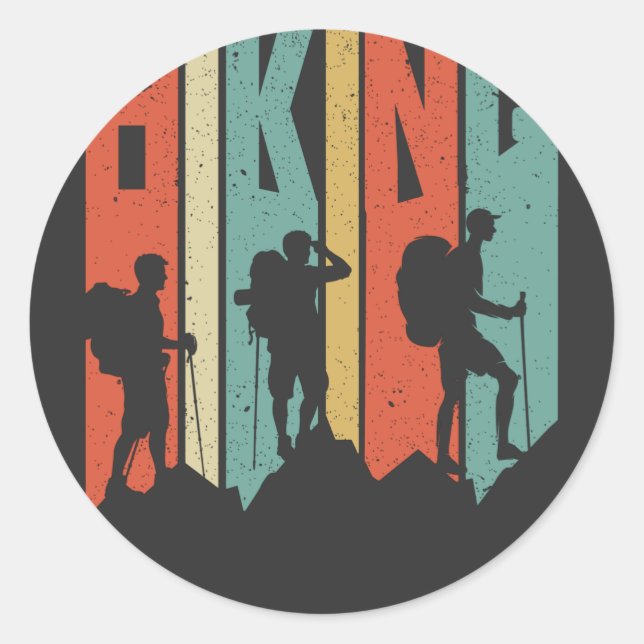 Sticker Rond Chemise d'aventure à thème randonnée, Randonnée Vi (Devant)