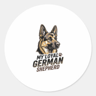 Sticker Rond Chemise de Berger Allemand Gravure Vintage Amateur