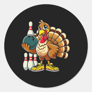 Sticker Rond Chemise de Bowling Thanksgiving Femmes Hommes Drôl