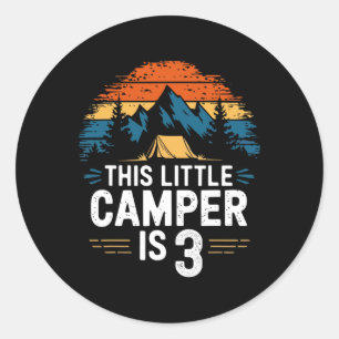 Sticker Rond Chemise de camping pour 3e anniversaire pour enfan