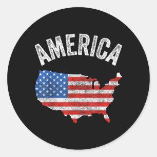 Sticker Rond Chemise de carte de jour de drapeau américain 4 ju