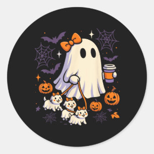 Sticker Rond Chemise de chien fantôme qui marche Coquette Hallo