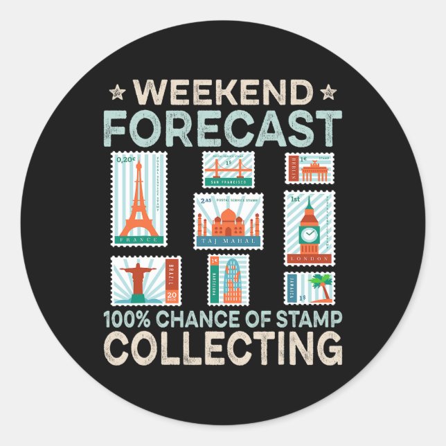 Sticker Rond Chemise de collecte de timbres pour collectionneur (Devant)