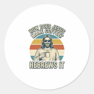 Sticker Rond Chemise de conception de gravure vintage de café J
