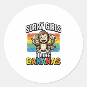 Sticker Rond Chemise de conception de gravure vintage de singe