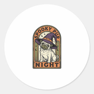 Sticker Rond Chemise de conception de gravure vintage de sorciè
