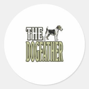 Sticker Rond Chemise de conception de gravure vintage Terrier D