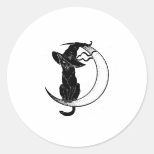 Sticker Rond Chemise de costume de chat noir d'Halloween effray