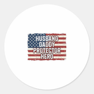 Sticker Rond Chemise de drapeau de héros protecteur mari patrio