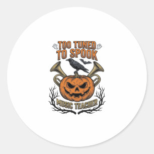 Sticker Rond Chemise de gravure de citrouille Halloween de prof