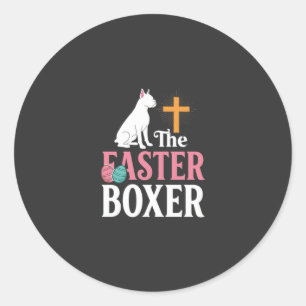 Sticker Rond Chemise de gravure vintage de chien de boxeur de P