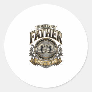 Sticker Rond Chemise de gravure vintage Funny Father Fist Bump 