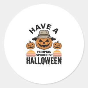 Sticker Rond Chemise de gravure vintage Halloween Citrouille ef