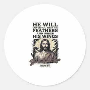 Sticker Rond Chemise de gravure vintage Jésus Psaume chrétien 9
