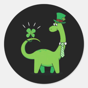 Sticker Rond Chemise de la Saint-Patrick Shamrock Enfant Dinosa