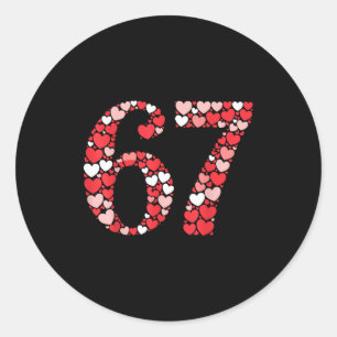 Sticker Rond Chemise de la Saint-Valentin 67 6 7 Mème Drôle 67