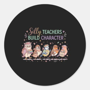 Sticker Rond Chemise de l'équipe d'enseignants oiseaux mignons