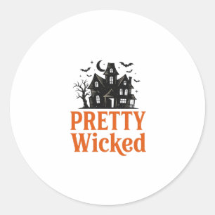 Sticker Rond Chemise de maison hantée Halloween vintage Pretty