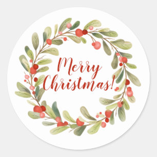 Sticker Rond Chemise de Noël Holly Berry Watercolor