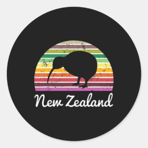Sticker Rond Chemise de Nouvelle-Zélande Oiseau Kiwi Cadeau de 