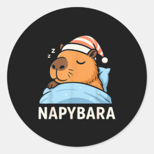 Sticker Rond Chemise de nuit Sleeng Capybara Napybara Pyjama Ga