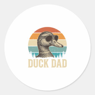 Sticker Rond Chemise de papa canard gravure vintage rétro couch