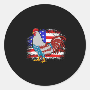 Sticker Rond Chemise de papa de poulet du 4 juillet, poulet du 