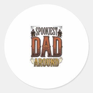 Sticker Rond Chemise de papa Halloween Père effrayant Gravure v