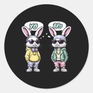 Sticker Rond Chemise de Pâques 2025 Yo Bro Citation Drôle Hip H