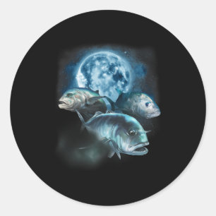 Sticker Rond Chemise De Pêche Ulua - Poisson Trevally hurlant A