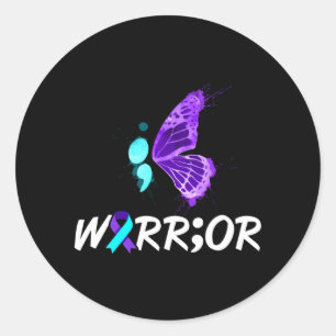 Sticker Rond Chemise de sensibilisation au suicide point-virgul