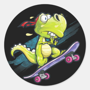 Sticker Rond Chemise de skateboard Dino Garçons Skateboard Enfa