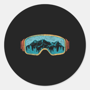 Sticker Rond Chemise De Ski D'Hiver Rétro Pour Hommes Femmes Ne