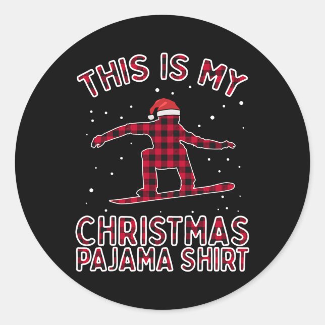 Sticker Rond Chemise De Snowboard Pour Hommes Pyjamas De Noël J (Devant)