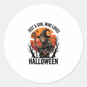 Sticker Rond Chemise de sorcière d'Halloween Gravure vintage Co