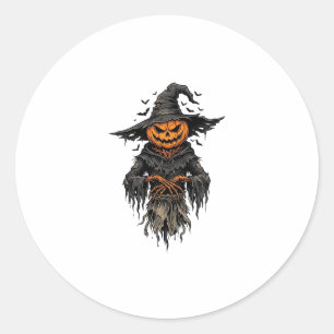Sticker Rond Chemise de sorcière épouvantail citrouille Hallowe