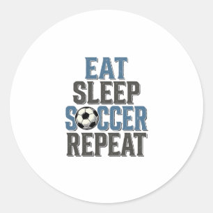 Sticker Rond Chemise de typographie vintage Soccer Eat Sleep Re