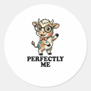 Sticker Rond Chemise de vache mignonne avec des lunettes Vibes 