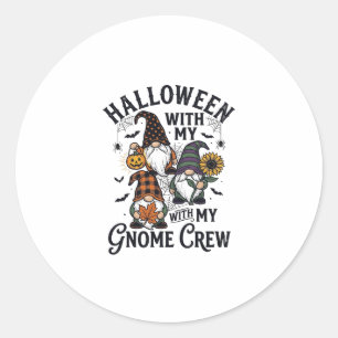 Sticker Rond Chemise d'équipage de gnome Halloween Gravure Vint