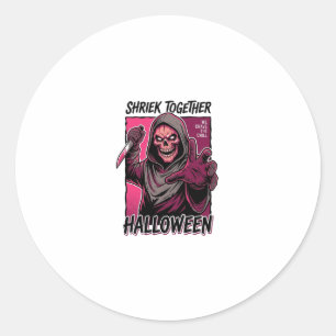 Sticker Rond Chemise d'horreur vintage avec découpe de tueur Ha