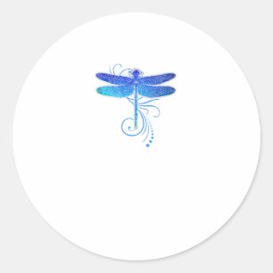 Sticker Rond Chemise Dragonfly bleu Aquarelle Art Damselfly Ins