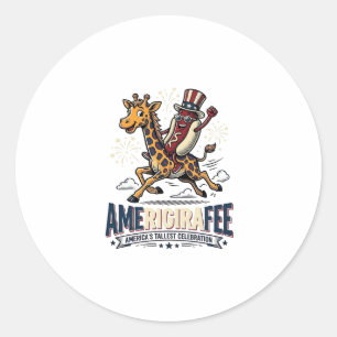 Sticker Rond Chemise drôle Amerigiraffee patriotique girafe hot
